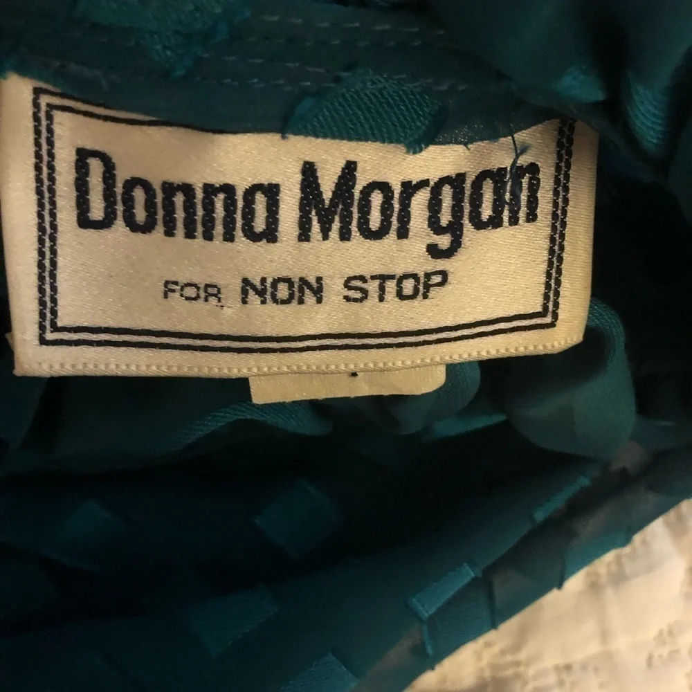 Vintage 80’s Donna Morgan for Non Stop Turquoise Geometric Print Dress Size 8